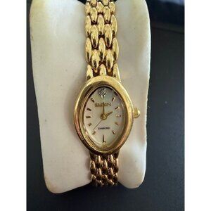 Elgin Womens Diamond Oval Yellow Gold Tone Mother Of Pearl Dial Watch EG139 NOS